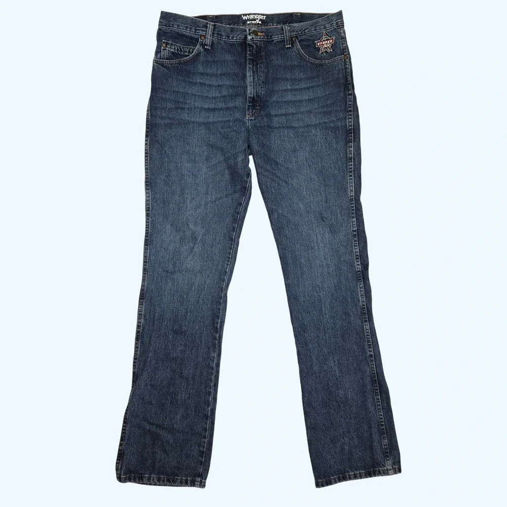Wrangler PBR Mens Straight Leg Jeans Denim 36x36 (Inseam ~37